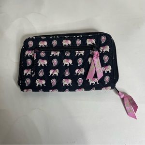 Vera Bradley Elephants and Paisley Print Wallet Zip up Holder